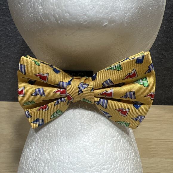 Lauren Ralph Lauren Yellow Silk Bow Tie w/ A Nautical Signal Flag Pattern - Picture 1 of 6